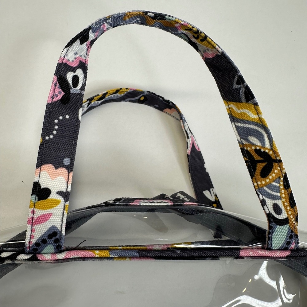 Vera Bradley Clear Cosmetic Bag Floral Trim Navy Blue Travel Organizer Pouch - Picture 3 of 10